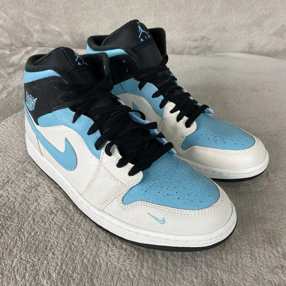 Jordan 1 Mid SE Shoes Mens Sneaker Size 12 Blue Chill Leather Basketball New